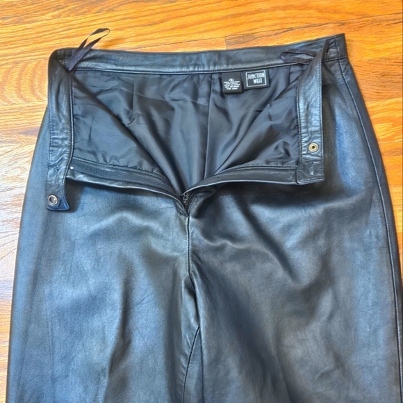 Junction West Leather Straight Leg Pants Women's Size 8 Black 90s Winter Retro - Picture 5 of 10